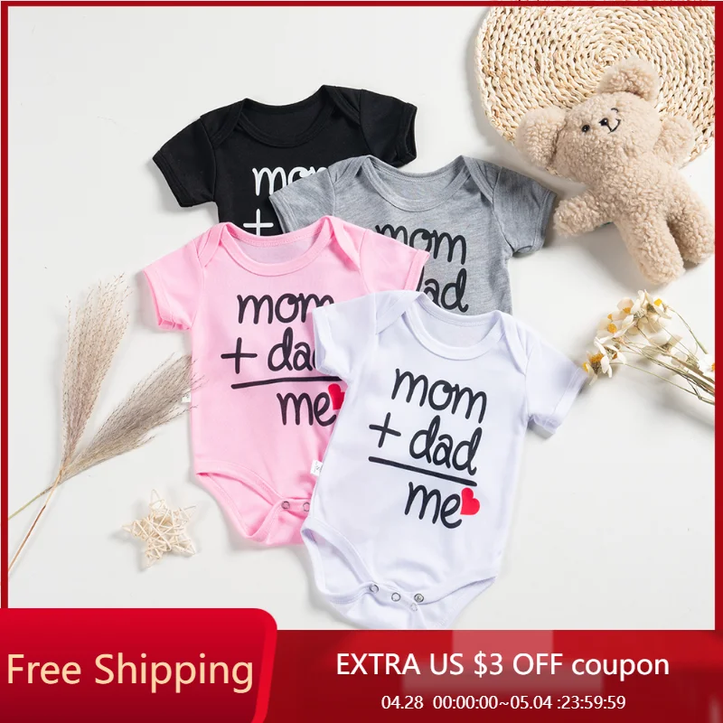 

Summer Baby Letter Print Romper Short Sleeved Jumpsuit for Boys and Girls Newborn and Toddler Cute Jumpsuit Unisex Bodysuits