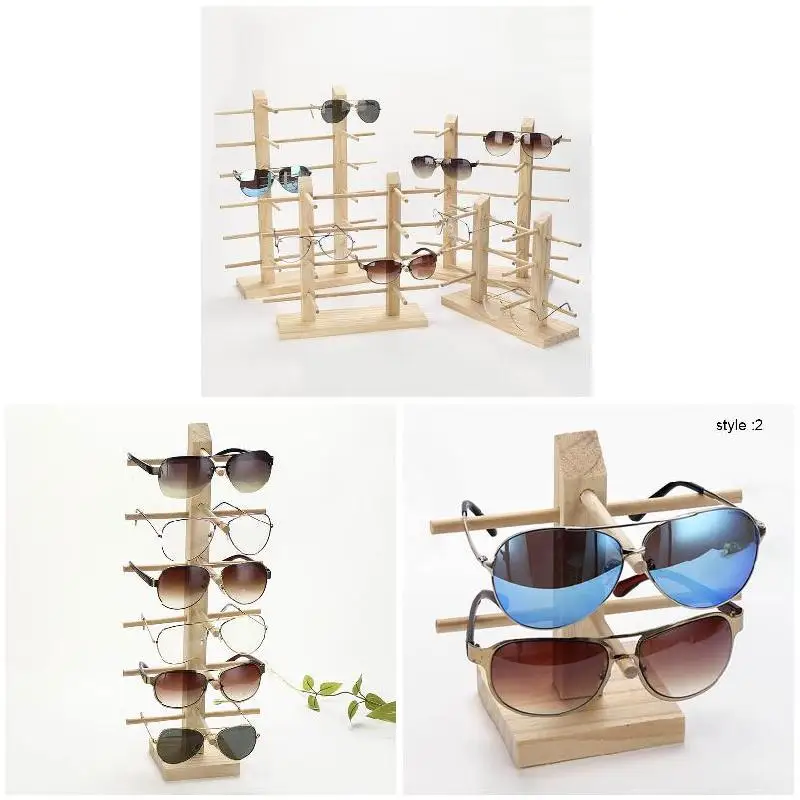 1 Pcs Wood Sunglass Display Rack Shelf Wooden Durable Eyeglasses Show Stand Holder Home Organizer Space Saving Shelf