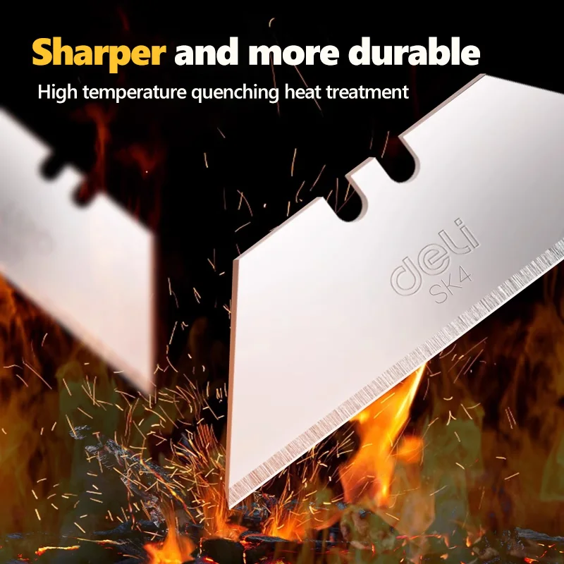 Deli Special Knife Blades Steel Material Utility Knife Trapezoid Blades Replacement DIY Art Craft Cutter Tool Blades 10/30/50Pcs 5