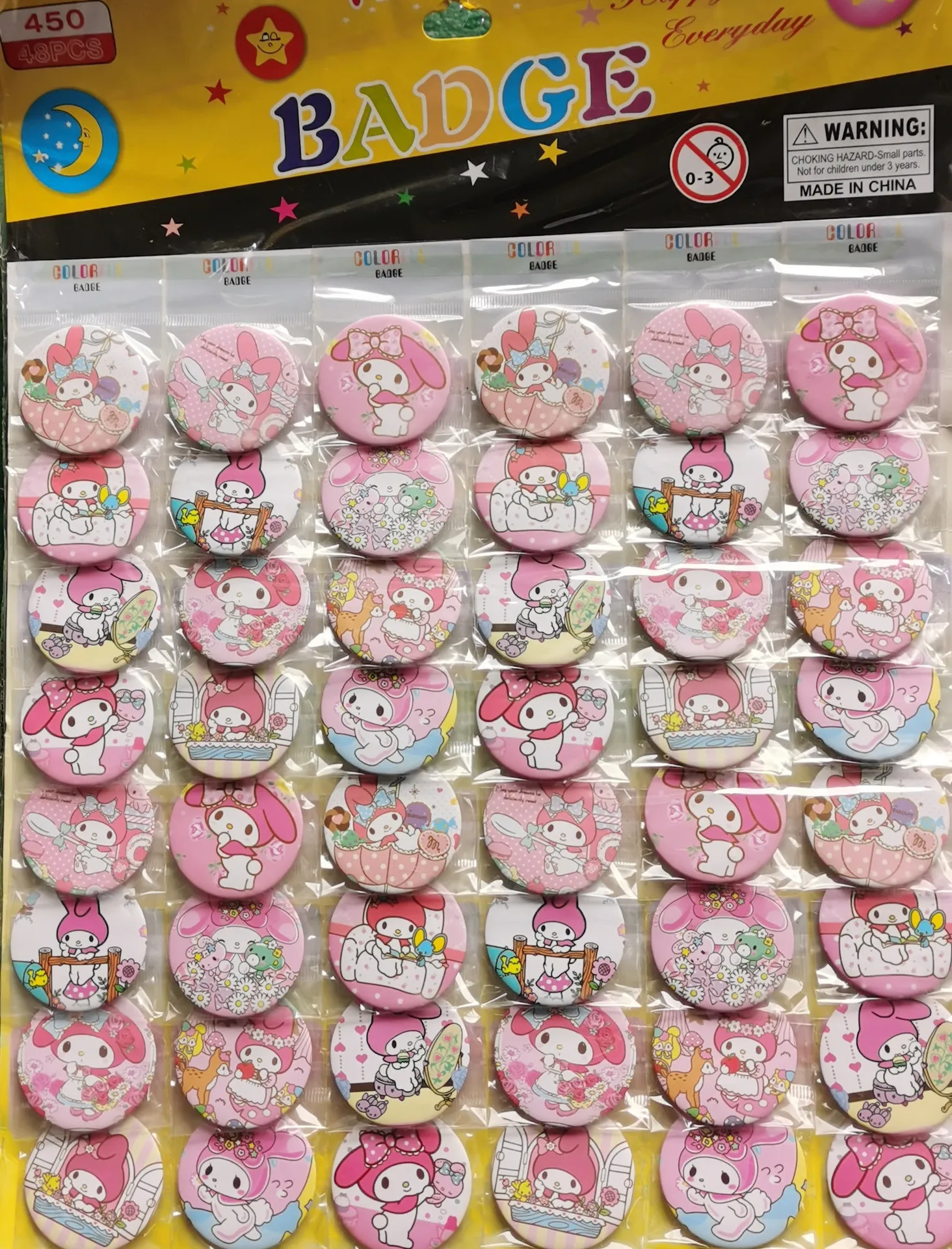 48Pcs/set Hello Kitty My Melody Kuromi Cinnamoroll Pochacco Kid's Cartoon Anime Brooches Pin Badge 45Mm 4.5Cm Wholesale Kids Toy