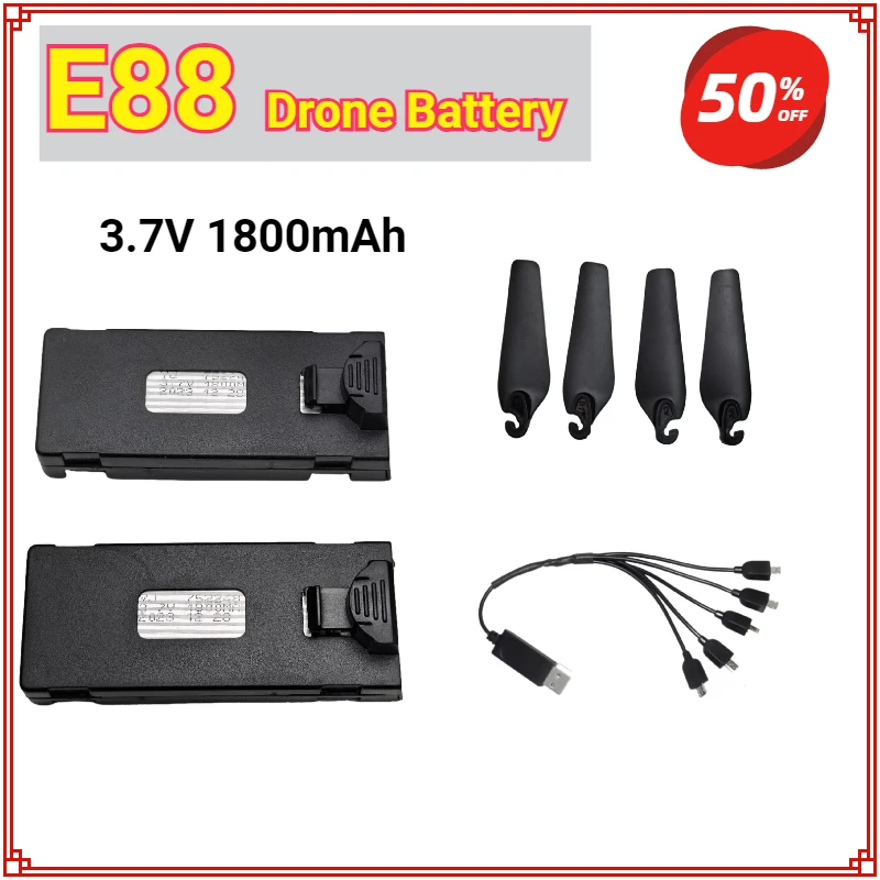 Lot de batteries et hélices pour drone - 3,7V - Expédition France