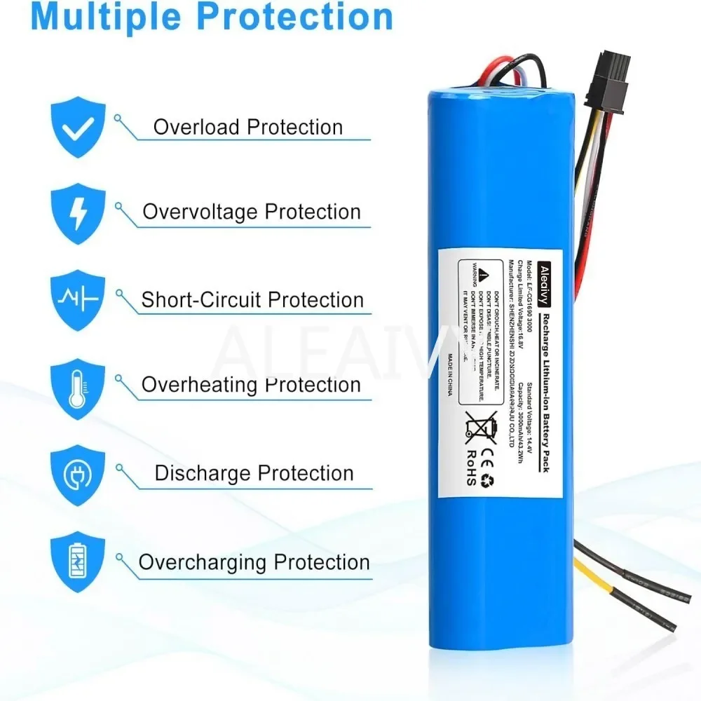 Aleaivy Replacement Battery 14.4V 3500mAh for CECOTEC CONGA 3090 3091 3092 1690 1890 2090 2290 Robot Vacuum Cleaner Accessories