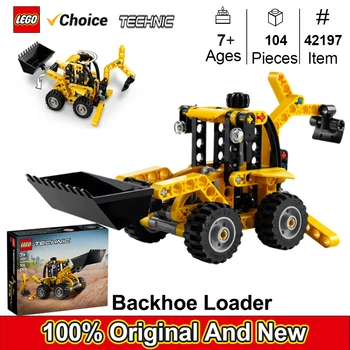 LEGO 42197 Technic Backhoe Loader Construction Toy  Educational Gift Idea with Usable Back Digger, Scoop, & Outriggers  104 PCS