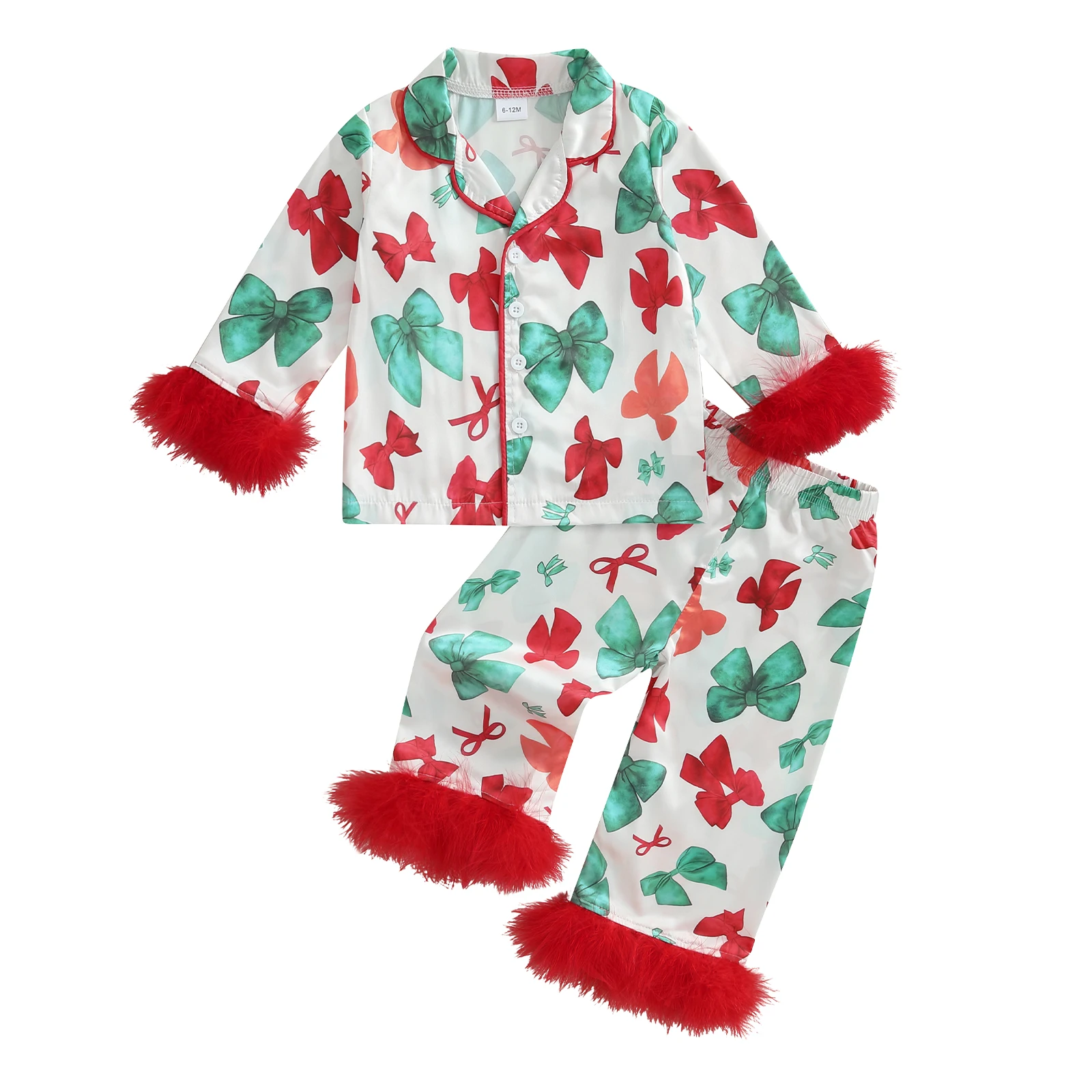 Pyjama Satin Doux Noël | Ensemble 2 Pièces Unisexe Enfant Garçon Fille