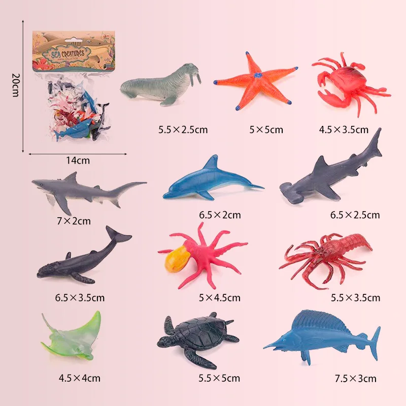 12PCS Miniature Lion Shark Horse Dinosaur Animals Model Set Action Figures Figurine Zoo Cute Education Kids Toy Gift 6