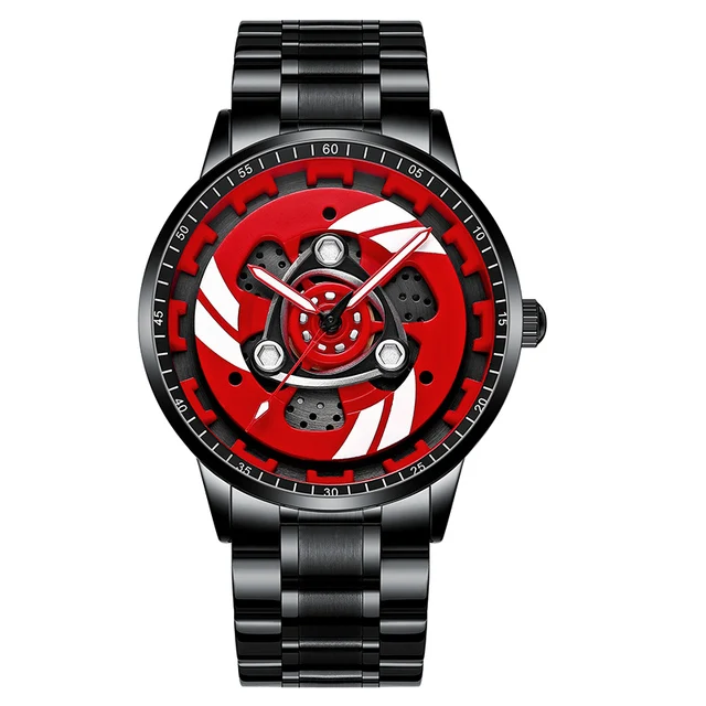 Orologio da uomo con ruota girevole 3D reale Orologi da uomo con bordo per auto Orologio sportivo da uomo al quarzo impermeabile per uomo Orologio da uomo_voghion.com