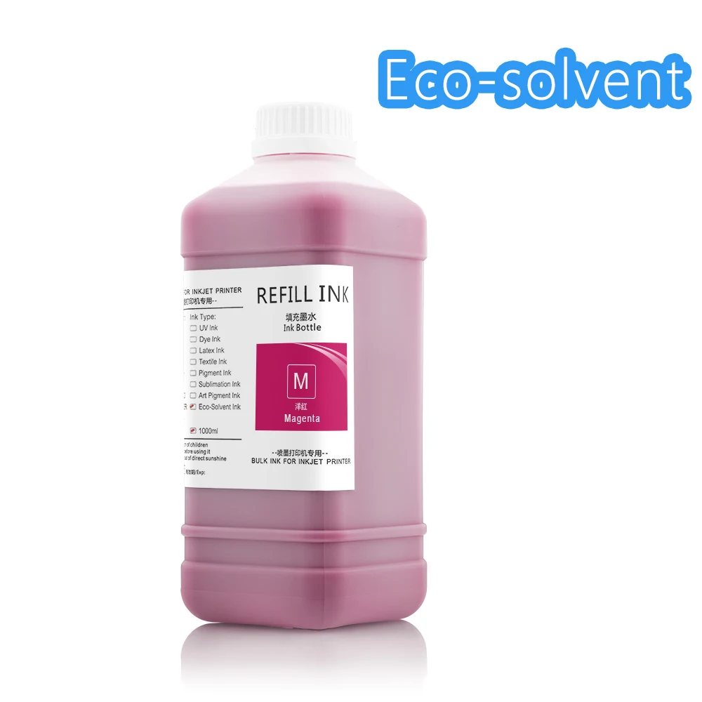 1000ml Eco-solvent Ink For Roland Mimaki Mutoh Epson DX4 DX5 DX6 DX7 XP600 TX800 4720 I3200 5113 Printhead Modified Printer inkjet printer ink