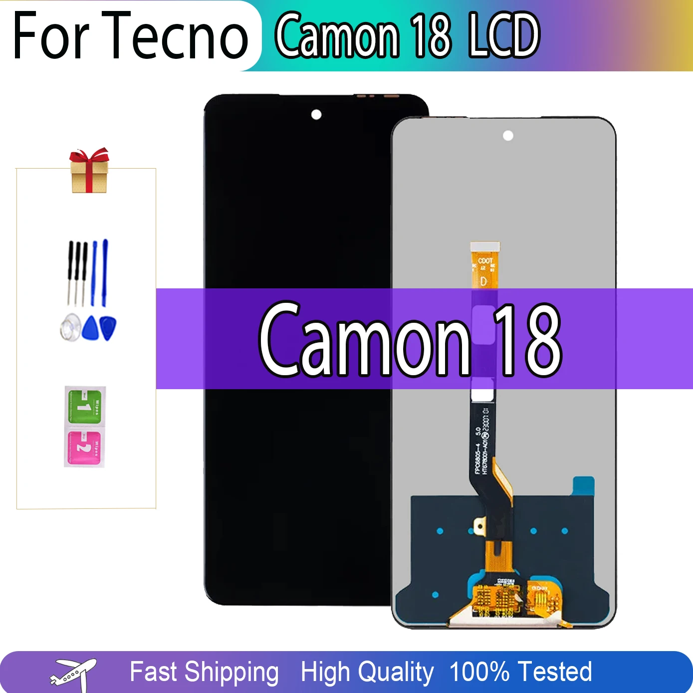 

100% Tested For Tecno Camon 18 CH6n LCD Display Touch Screen Assembly Glass Digitizer Replacement For Tecno Camon 18 LCD