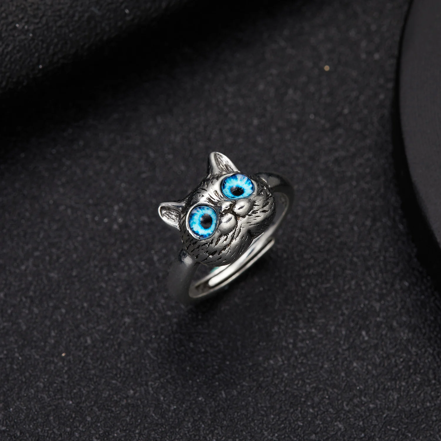 Cute Fortune Cat Animal Rings Couple Jewelry Adjustable Finger Rings For Men Lover Women Lady Girl Boy Male Valentine's Day Gift