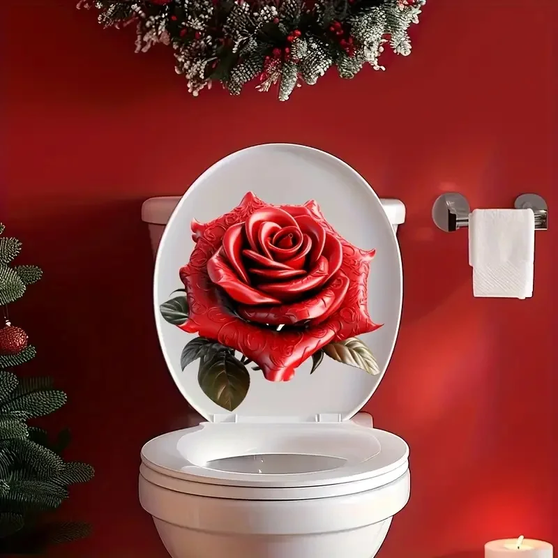 Toilet Stickers Vinyl Stickers Self-Adhesive Removable Reusable PVC Wall Decal for Toilet Lid Bathroom Decor