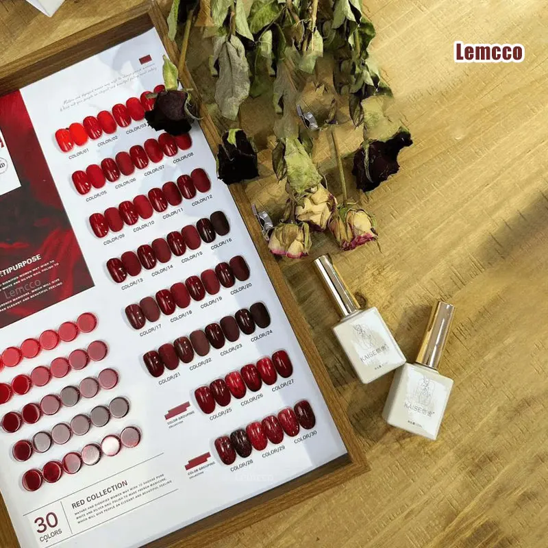 Lencco 30pcs Christmas Gel Nail Polish Set Nail Art Sparkle Gold Red Gel Polish Varnish Semi Permanent UV Gel New Year Nail 15ml 3