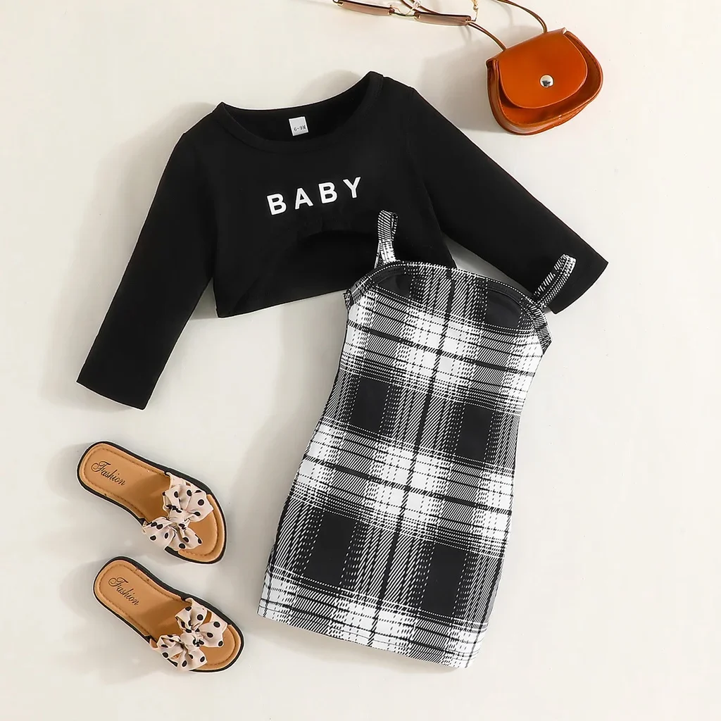 UnoSheng Baby Kleiderset Kapuzenpullover & Hose - Plaid Muster Baumwolle