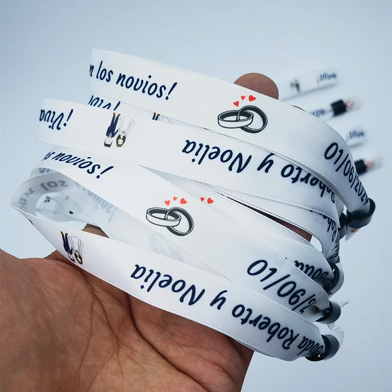 Pulseras De Tela Personalizadas Para Eventos - Hebilla Desechable O Reutilizable - Para Bodas, Conciertos, Fiestas Cumpleaños