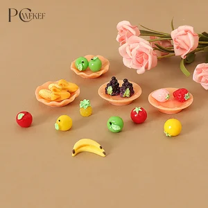 Mini Simulation Artificial Fruits And Vegetables Doll House Vegetable Bamboo Basket Play Toys