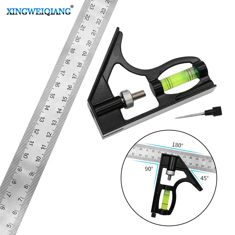 

Adjustable Combination Spirit Level Ruler 30cm Angle Square Protractor Measuring Tools Set Precise Stainless Steel Aluminum