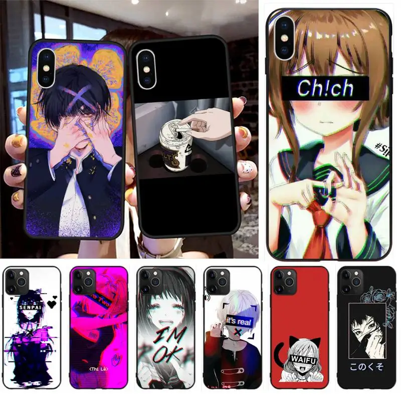Чехол для телефона LEWD Sad Girl с японским аниме iphone 13 12 11 Pro Max Mini XS 8 7 Plus X SE 2020 XR |