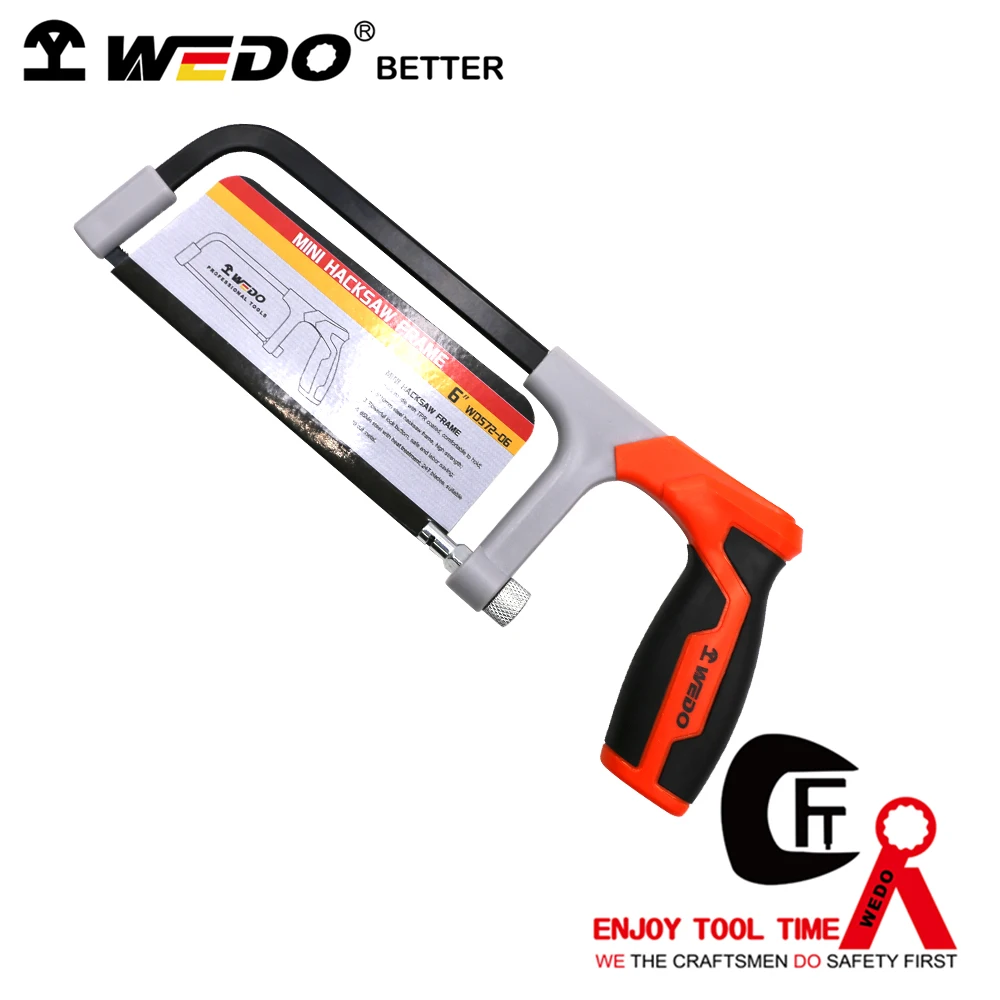 WEDO Heavy Duty Steel Hacksaw Frame for Strength and Durability Lightweight Mini Adjustable Hand Tools With High Tension Bi-metal Blade 150-300mm