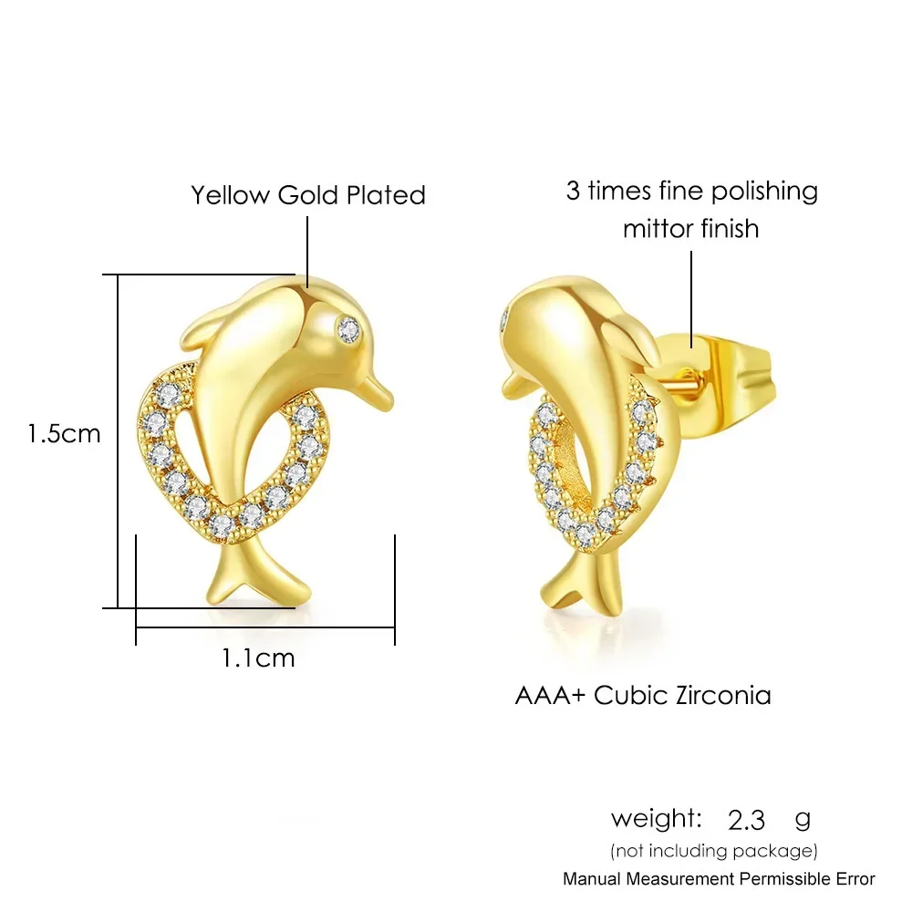 2024 New Stainless Steel Perforated Women Dolphin Earrings Light Luxury Fashion Girls Y2K Trendy Piercing Ear Studs Jewelry Gift 5