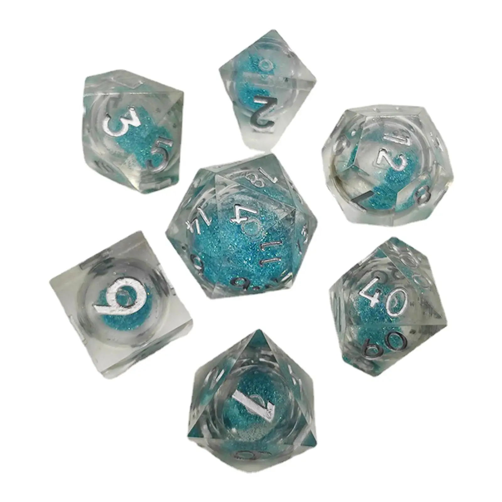 7x Acrylic Multi Sided Dice Play Gaming Dice for DND Party Favors Board Game