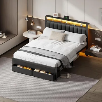Platform Bed with LED Storage 3