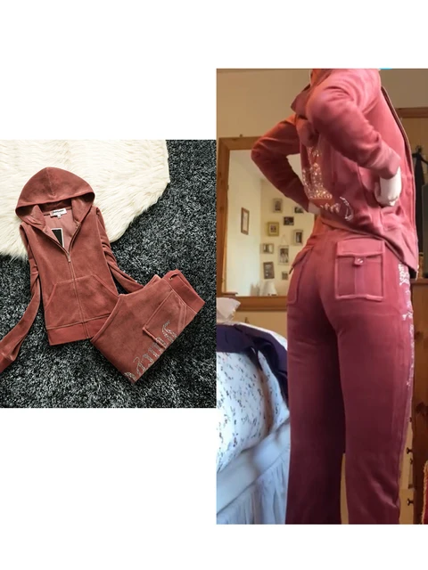 YICIYA Juicy Tracksuit Spring/Fall 2022 Women's Brand Velour Tracksuit Suit Women Velvet Zipper Sweatshirt And Pants Fat Sister Coffee red set