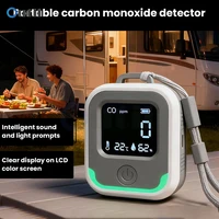 เครื่องตรวจจับคาร์บอนมอนอกไซด์แบบพกพาสำหรับการเดินทางพร้อมหน้าจอ LCD จอแสดงผล CO/อุณหภูมิ/ความชื้นแบบเรียลไทม์ พร้อมระบบแจ้งเตือน สำหรับบ้าน โรงแรม รถบ้าน 3