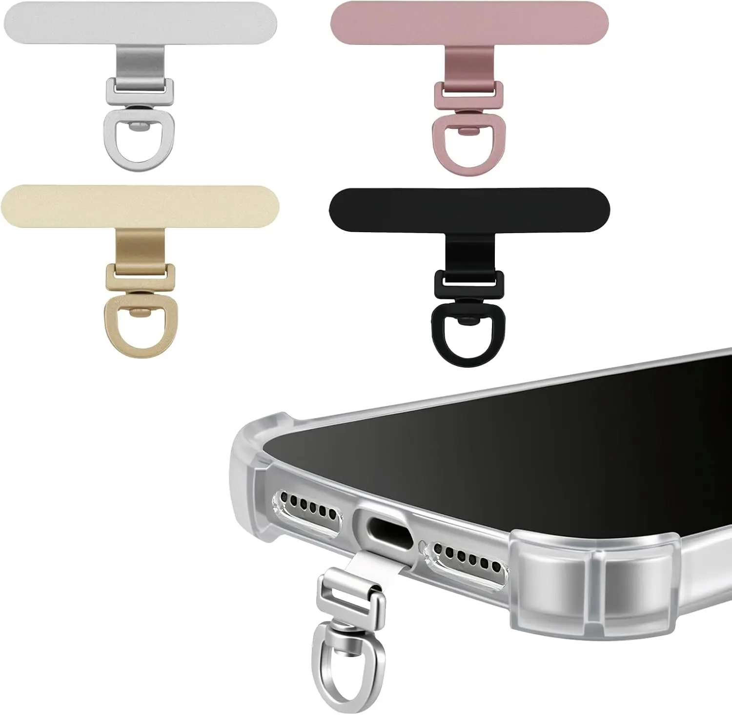 Rotating Stainless Steel Phone Tether Tab with Universal Holder Adapter