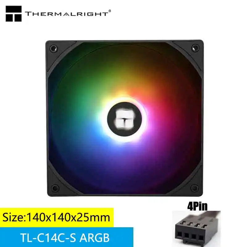 Thermalright-ventilador de Refrigeração Ajustável para pc Gamer Caixa do Computador Ajustar a Velocidade Argb 14cm 5v 3pin Tl-c14cw-s