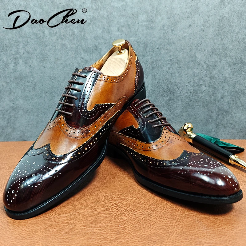 New Brand Men Dress Shoes High Quality Handmade Brogue Style Party Leather Wedding Shoes Men Social Leather Oxfords Formal Shoes