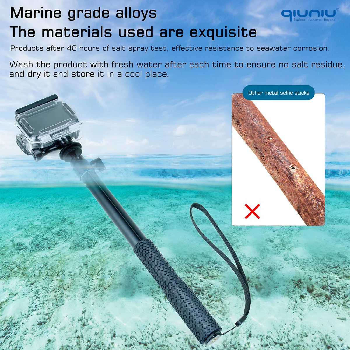 Aluminum Extendable Pole 360° Rotation Ball Head Selfie Stick