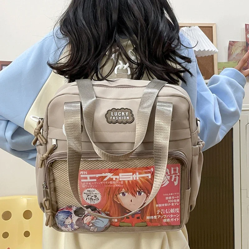 Y2K Japanese Preppy Style Shoulder Crossbody Bag New Nylon School Bags for Teenage Girls Transparent Itabag Backpacks Ita Bag