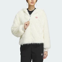 Adidas officiel véritable trois rayures nouvel an fausse fourrure manteau de mode pour femme IX4225 2