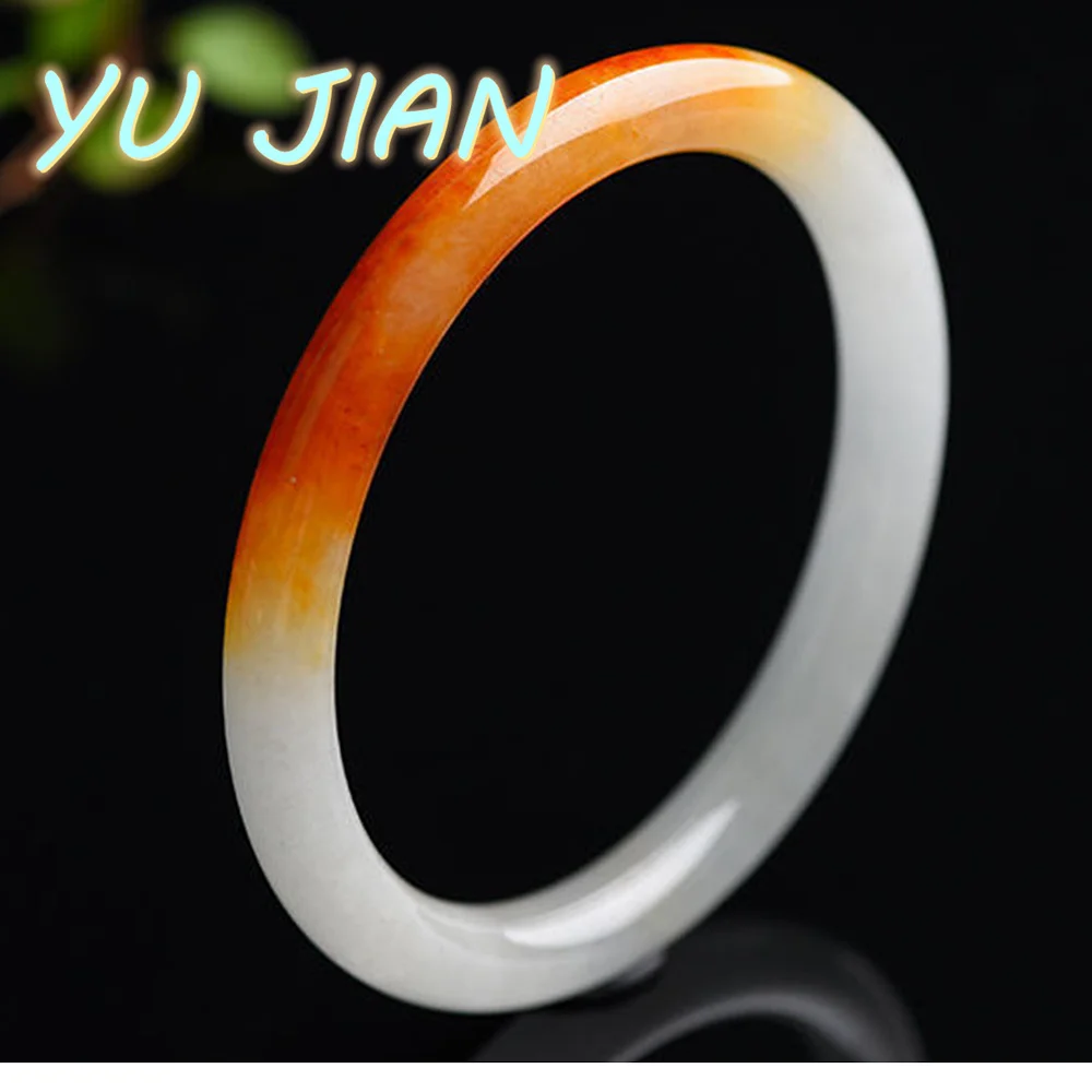 

New Rare Natural Jade Bracelets High Quality Round Bars Jadeite Bangles Elegant Noble Yellow White Handring Delicate Jewelry