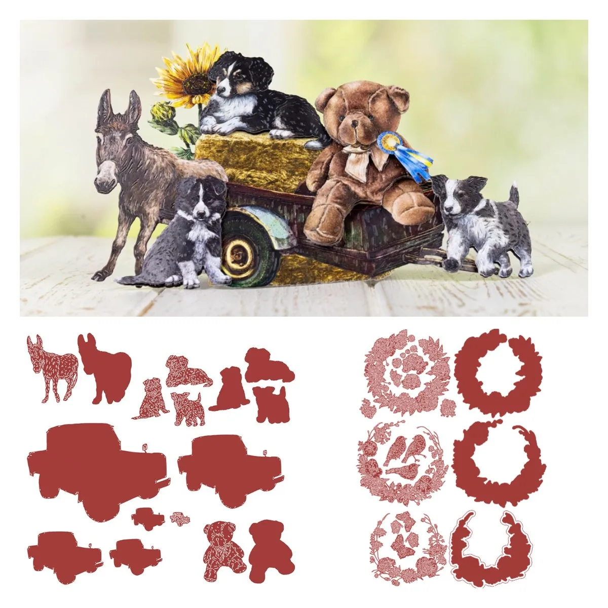 2022 Pansy Wreath Fleur Ready Or Not Collection Buck On The Road Dies Set Name The Teddy First Prize Molds Bella, Milo E Nala