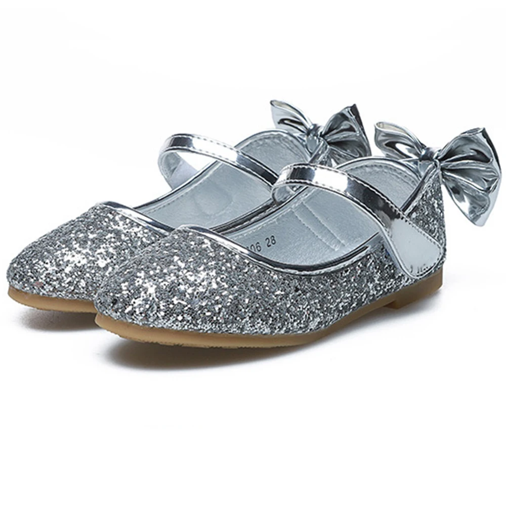 

Silver color sandals kids formal party dresses up princess shoes for girls