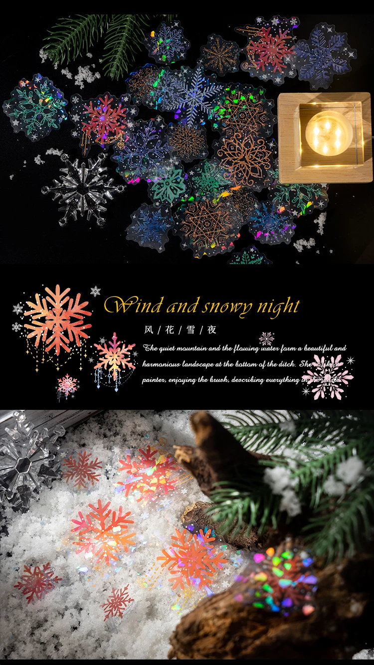 20 Blatt INS Laser Schneeflocke Stil Aufkleber Diy Tagebuch Scrapbooking Aufkleber Festival Geburtstag Party Geschenk Dekorationen Etiketten – Detail 3