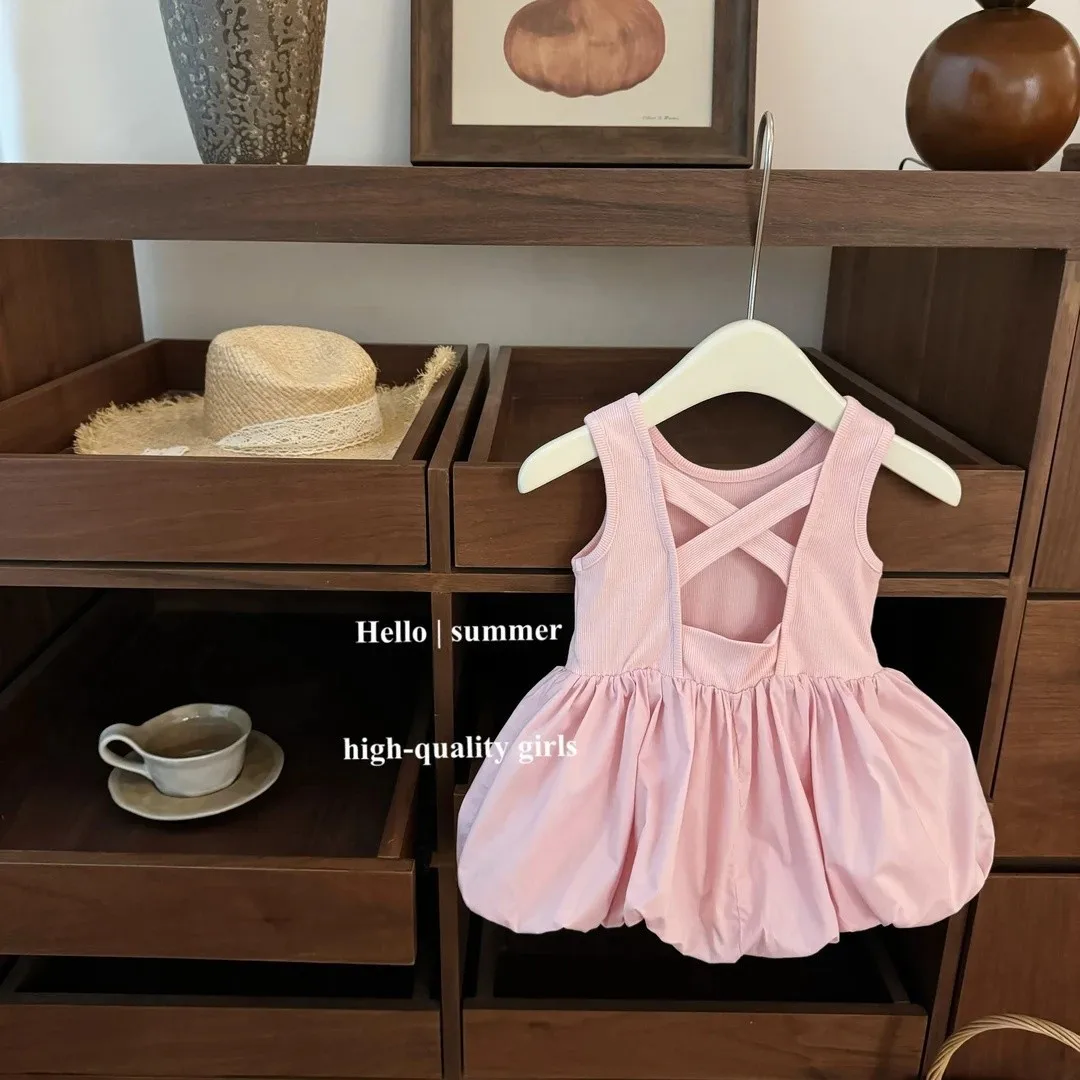 2025 Neonate Abito estivo Abbigliamento Moda Backless Bud Abiti da principessa Bambini Vestiti per bambini Abiti