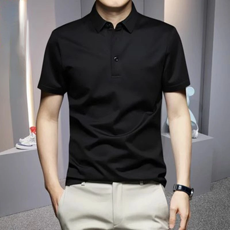 

Summer Men Short-sleeved Polo Shirt T-shirt Luxury Brand Business Casual Shirts Solid Color Tops Plus Size Men Shirt