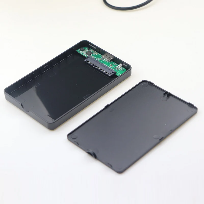 플라스틱 2.5 인치 SATA-USB 3.0/2.0 HDD 인클로저, 모바일 하드 드라이브 디스크 케이스, SSD 외장 스토리지 HDD 박스, USB 케이블 ABS