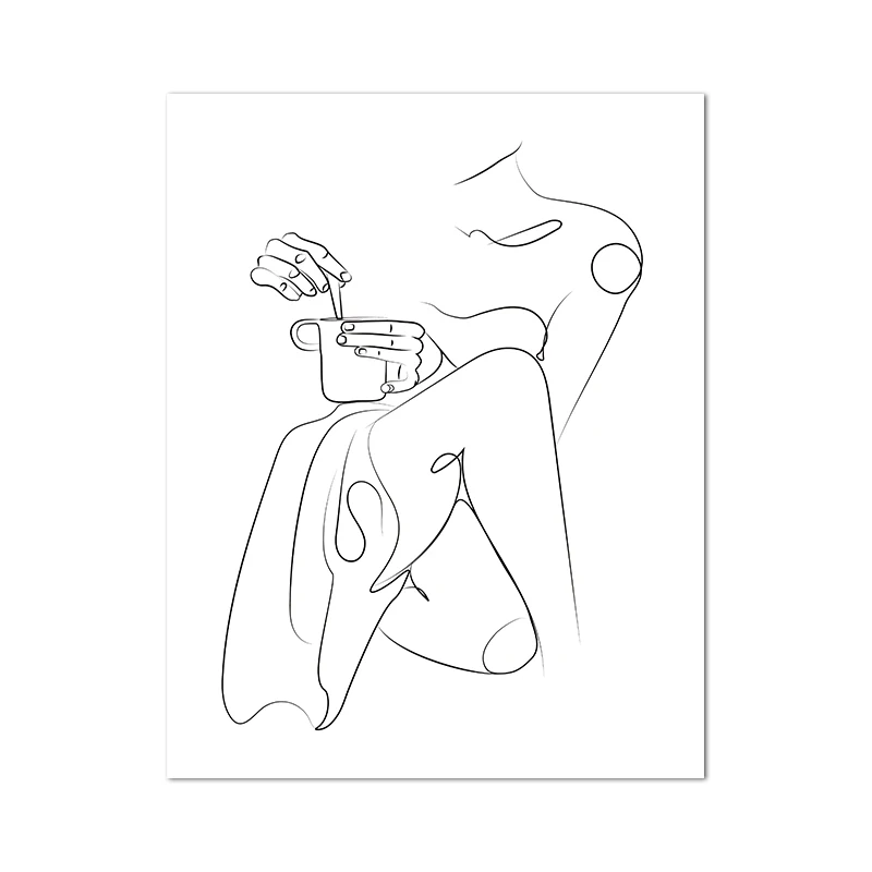 Une tasse de café illustration vectorielle en noir et blanc pour les