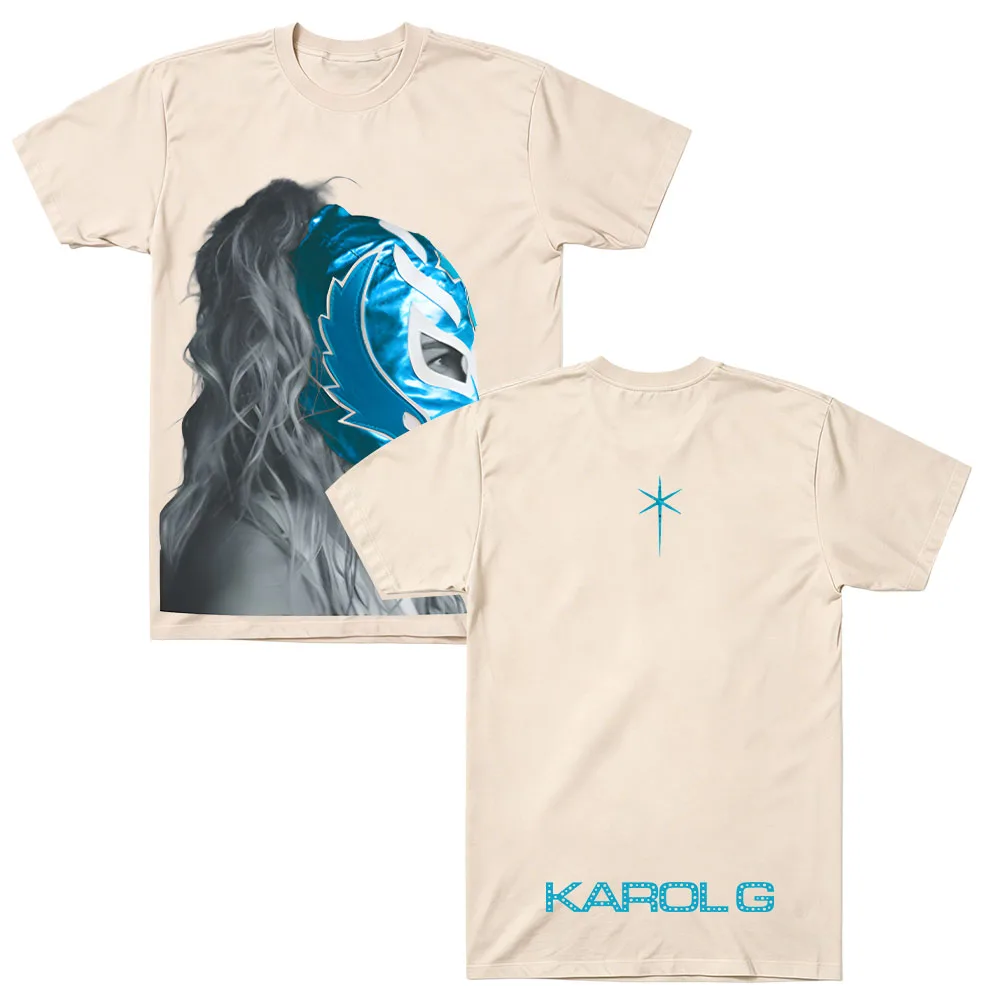 Limitierte Auflage Cream Luchador Mask Tee Karol G Mode Lässiges Bedrucktes T-Shirt Unisex Sommer Baumwolle Kurzarm O-Ausschnitt Oberteil