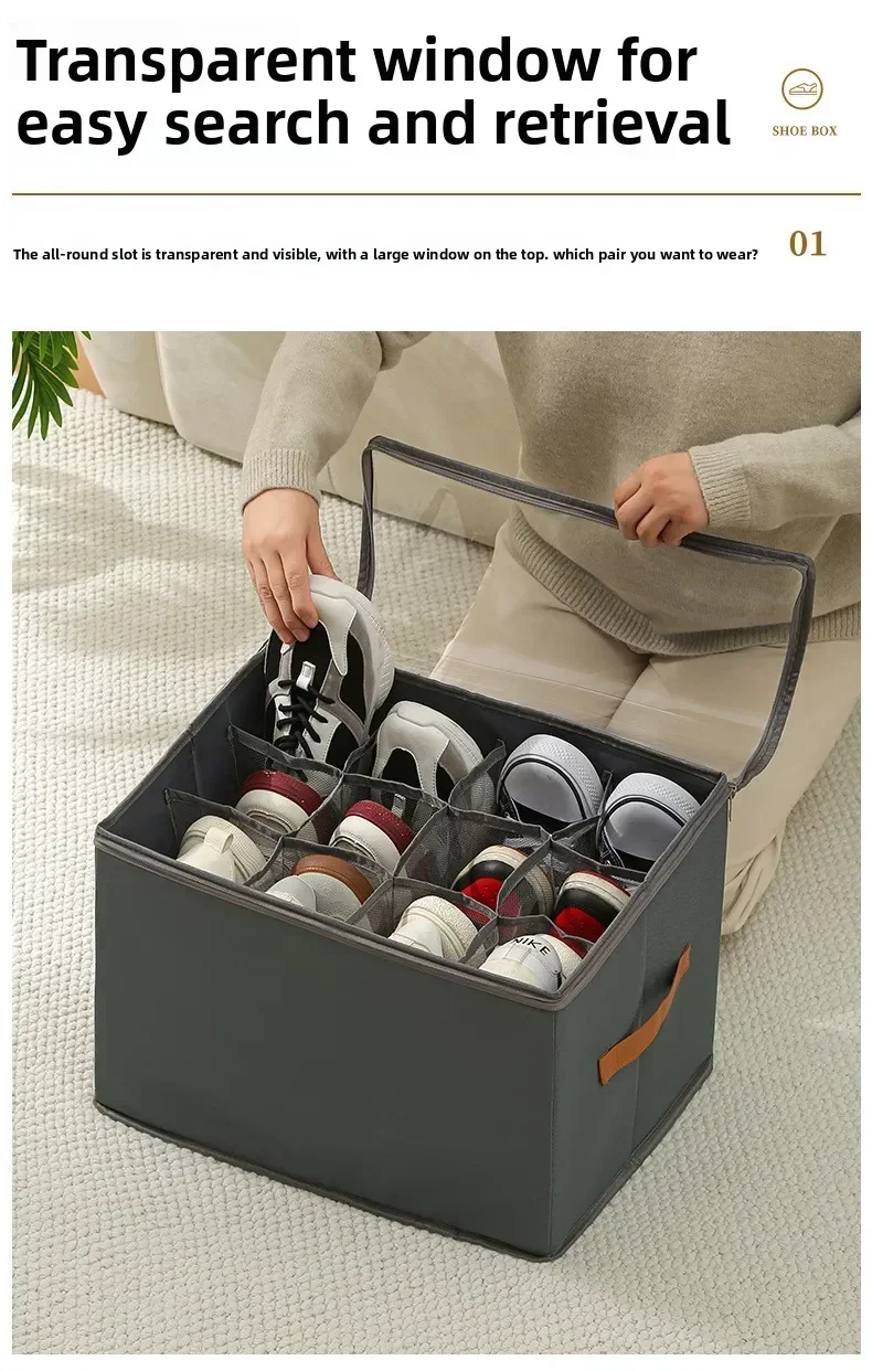 Faltbare Stoff-schuhaufbewahrungsbox Mit Staubschutzabdeckung_voghion.com