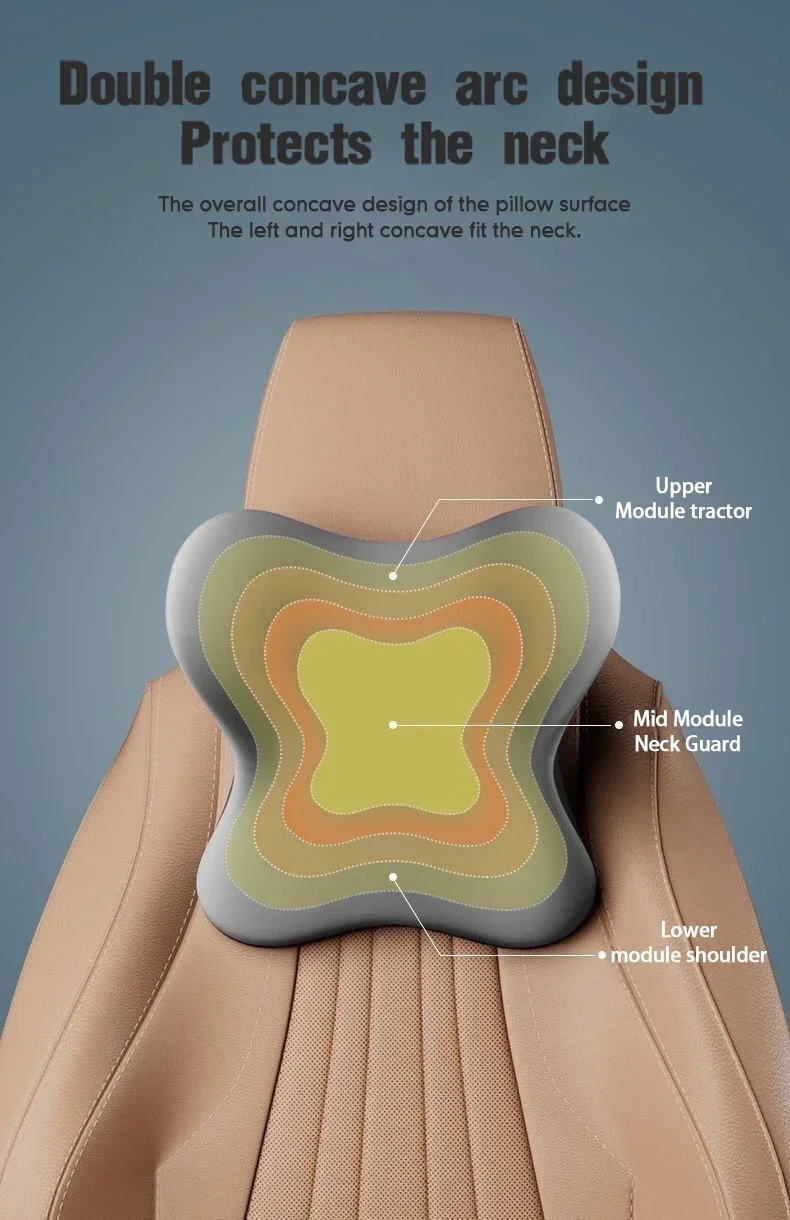 Ergonomisches Auto-Kopfstützen- und Lendenwirbelstützkissen aus Memory-Schaum – weicher Polyesterbezug, verbesserter Nackenkomfort für erweitertes Fahren – Detail 3