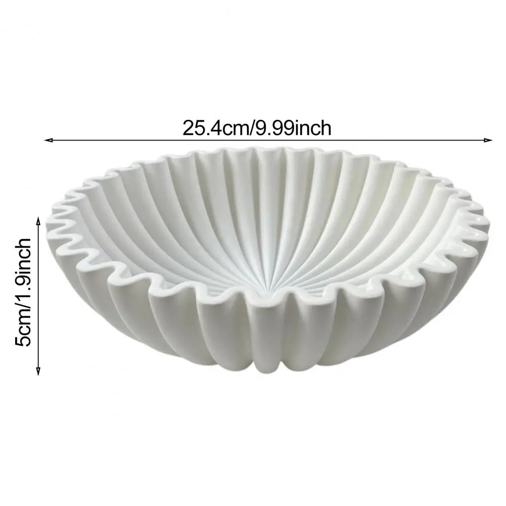 Decorative Bowl Modern Black Ruffle Resin Handcrafted Fluted Bowl Heavy Duty Centerpiece Desktop Decoration Fruit Bowl 6