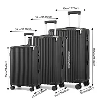 Ensemble de bagages 3 pièces, roues silencieuses universelles, avec serrure à combinaison, ensemble de bagages de voyage 20/24/28 pouces, bagages de voyage 5