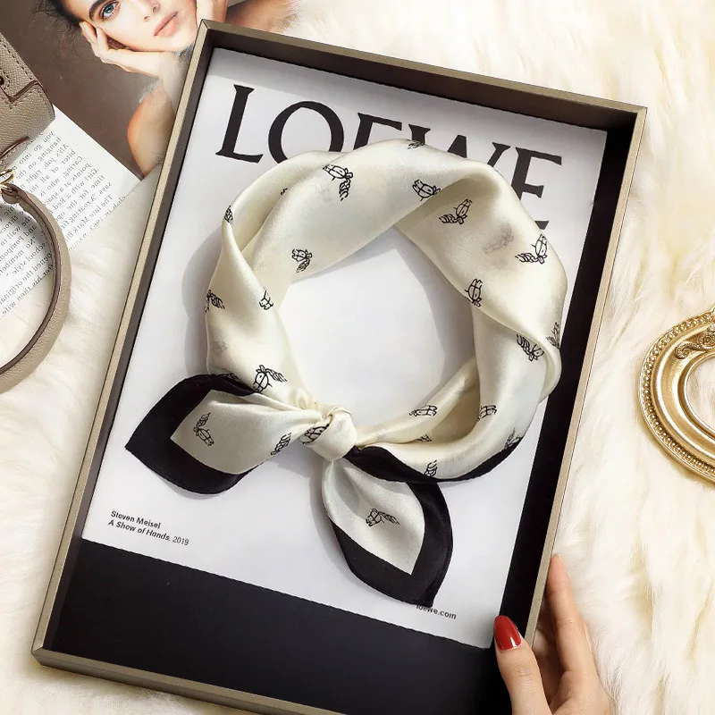 

Маленький квадратный шарф SEMALAYA, женский шелковый шарф из 100% шелка тутового шелкопряда, весенний декоративный сетчатый красный шарф для женщин