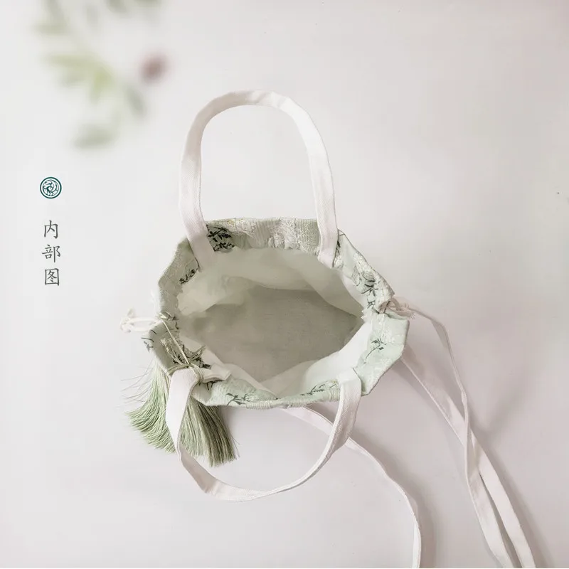 Bamboo Pattern Ancient Style Han Chinese Clothing Bag Crossbody Bag Portable Matching Ancient Costume Artistic and Ancient Style