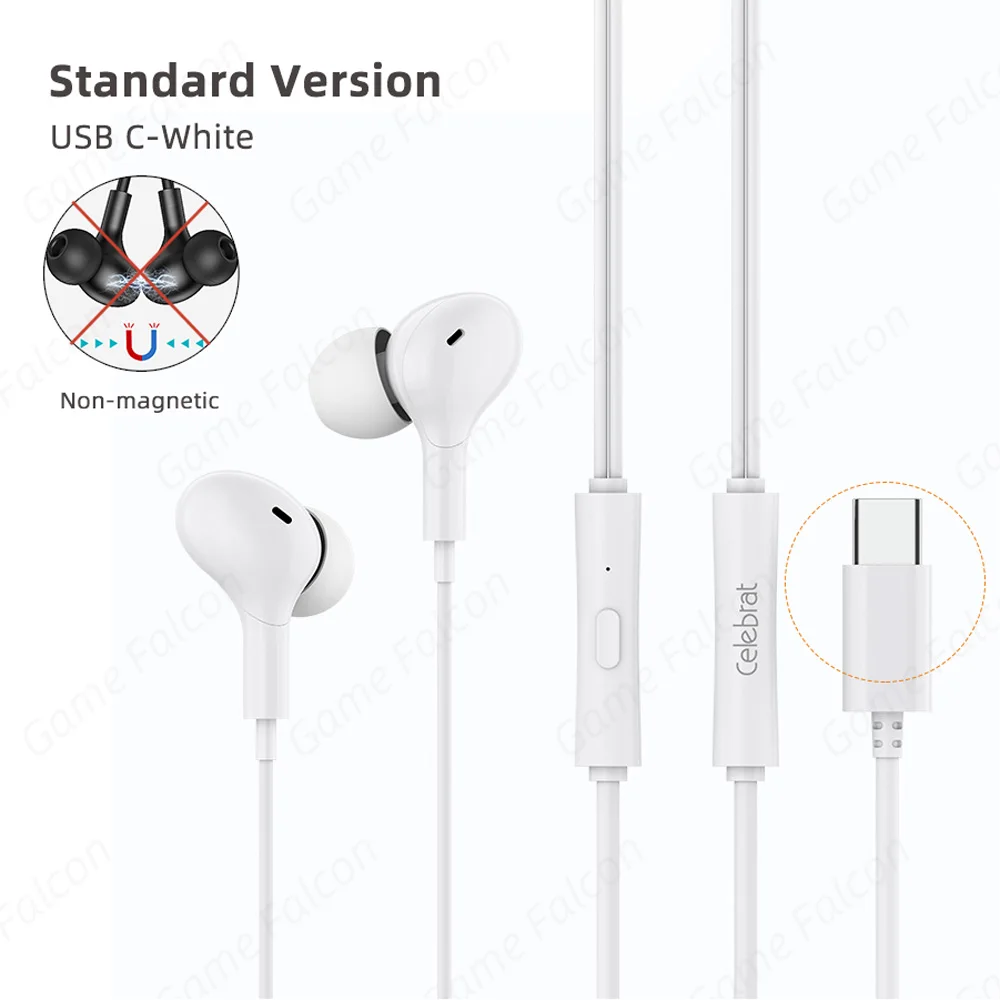 Magnetic Noise-Canceling USB C Wired Earbuds with Mic