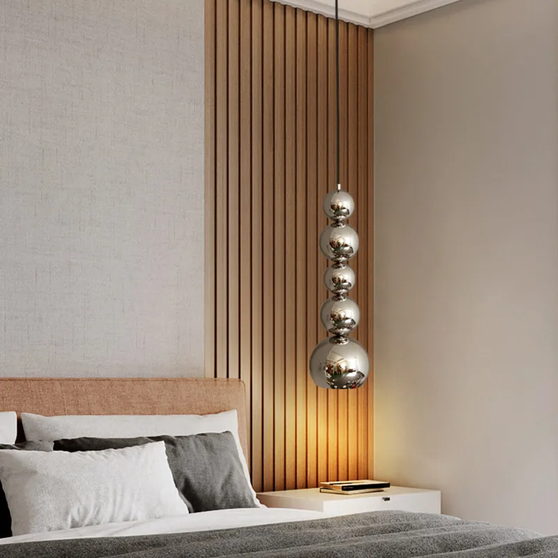 

Modern Ceiling Dining Room Light Nordic Chrome Pendant Lamp for Bedroom Kitchen Table Bar Simple Suspension Bedside Hanging Lamp