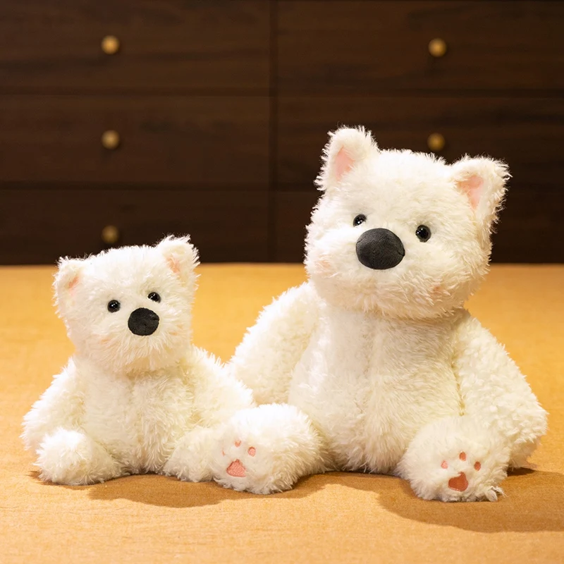 Cute Plush West Highland Dog Plush Toy White Terrier Dolls Stuffed Soft Dog Pillow Kawaii Toy for Birthday Gift